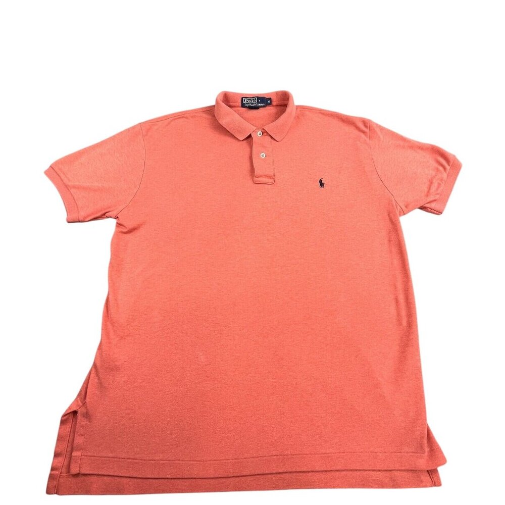 VTG Polo Ralph Lauren Men's M Salmon Orange Short Sleeve Shirt Casual Golf Wear - Picture 1 of 10